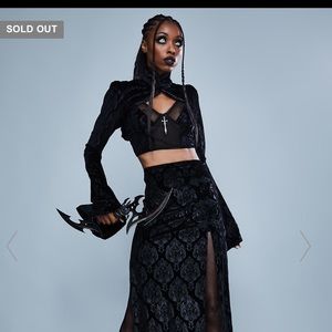 SOLD VELVET SKIRT AND SHRUG SET XXL WIDOW